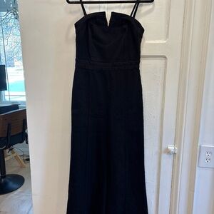 Women’s  V Neck High Waist Flares Black Denim Jumpsuit size 6 Festival Boho